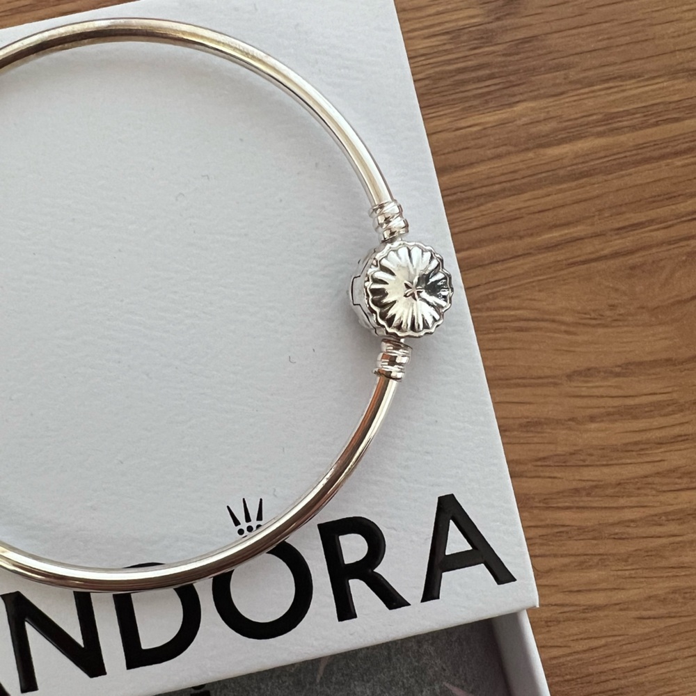 NWT Pandora Moments Sparkling Snowflake Clasp Bangle - Picture 4 of 4